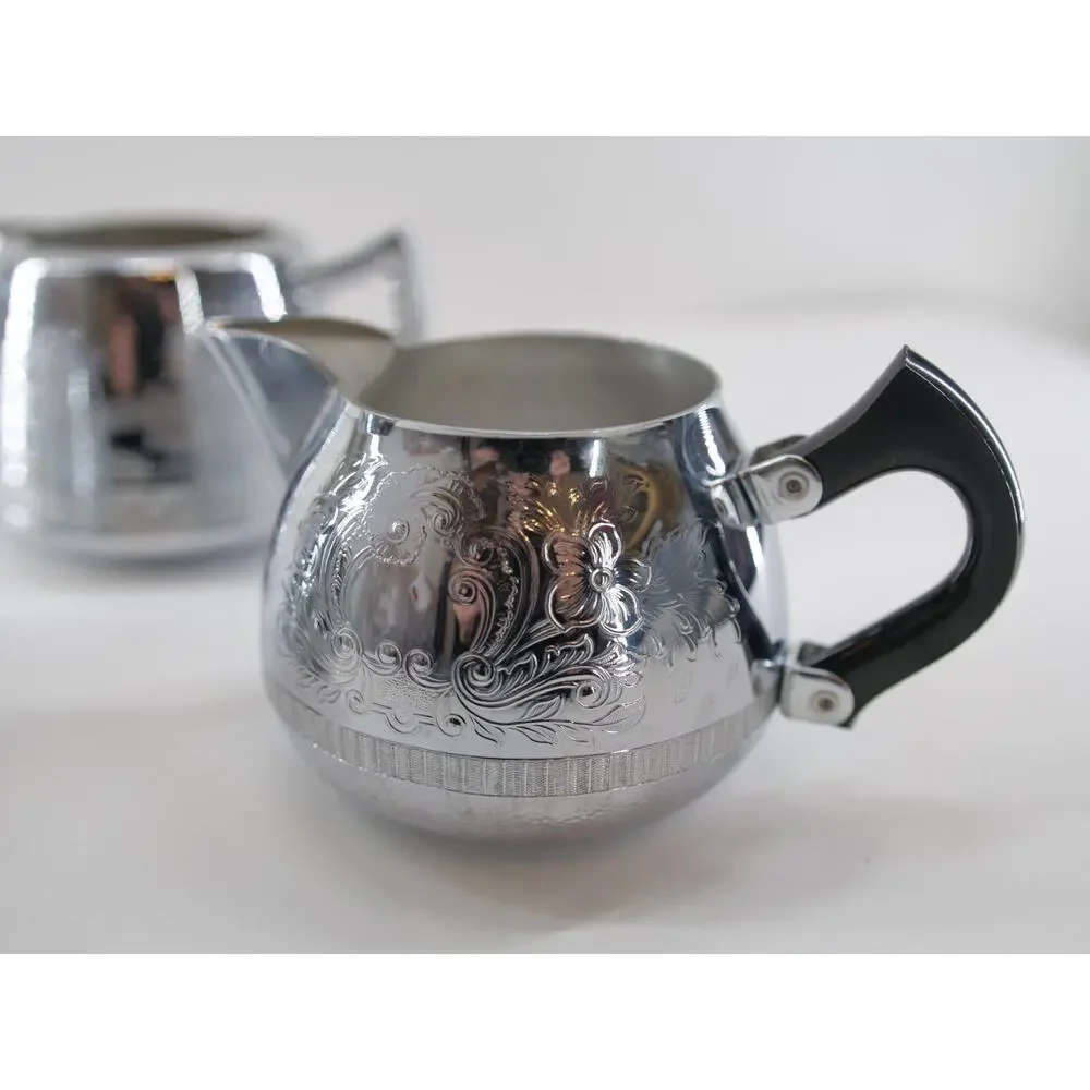 Chrome Tea Set Vintage, Rare, England, Willoware, Swan Chromalin Brand, 3-pc